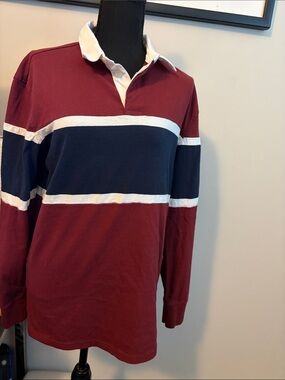 NWOT Goodfellow & Co Rugby Burgundy and White Rugby Polo